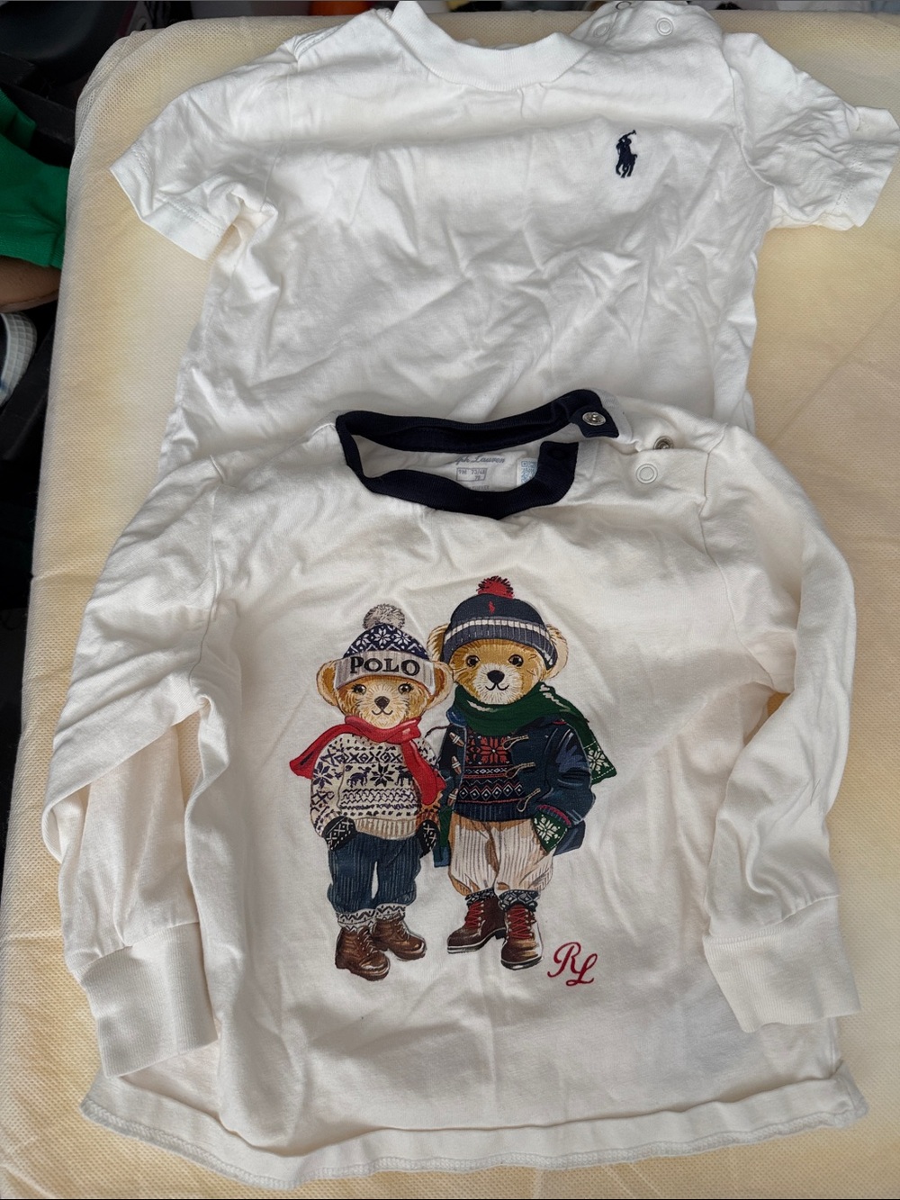 Polo by Ralph Lauren White Long-Sleeve Kids Tee with Bear Duo Graphic 2 shirts